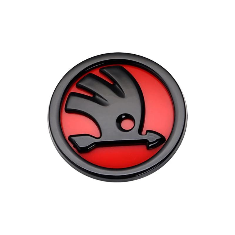 AHUQ1 2pcs 80mm/90mm 3D Car Emblem Badge Hood Front Rear Trunk Logo For Skoda Fabia 1 2 Octavia a7 RS Superb Rapid Yeti Karoq Vision