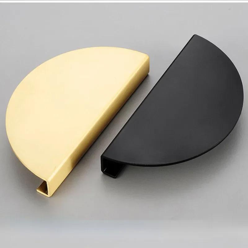 Ретро Медная круглая ручка Полукруглая ручка для шкафа Книжный шкаф Дверные ручки и ручки для шкафа Ящик для шкафа Черные серебряные ручки Латунь