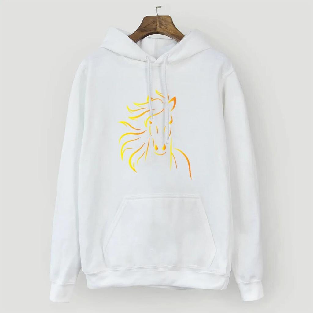 WoUnisex Спортивная толстовка с капюшоном Осень-зима Уличная мода Животные Огонь Лошадь Толстовки с героями мультфильмов FeUnisex Хип-хоп Женская толстовка