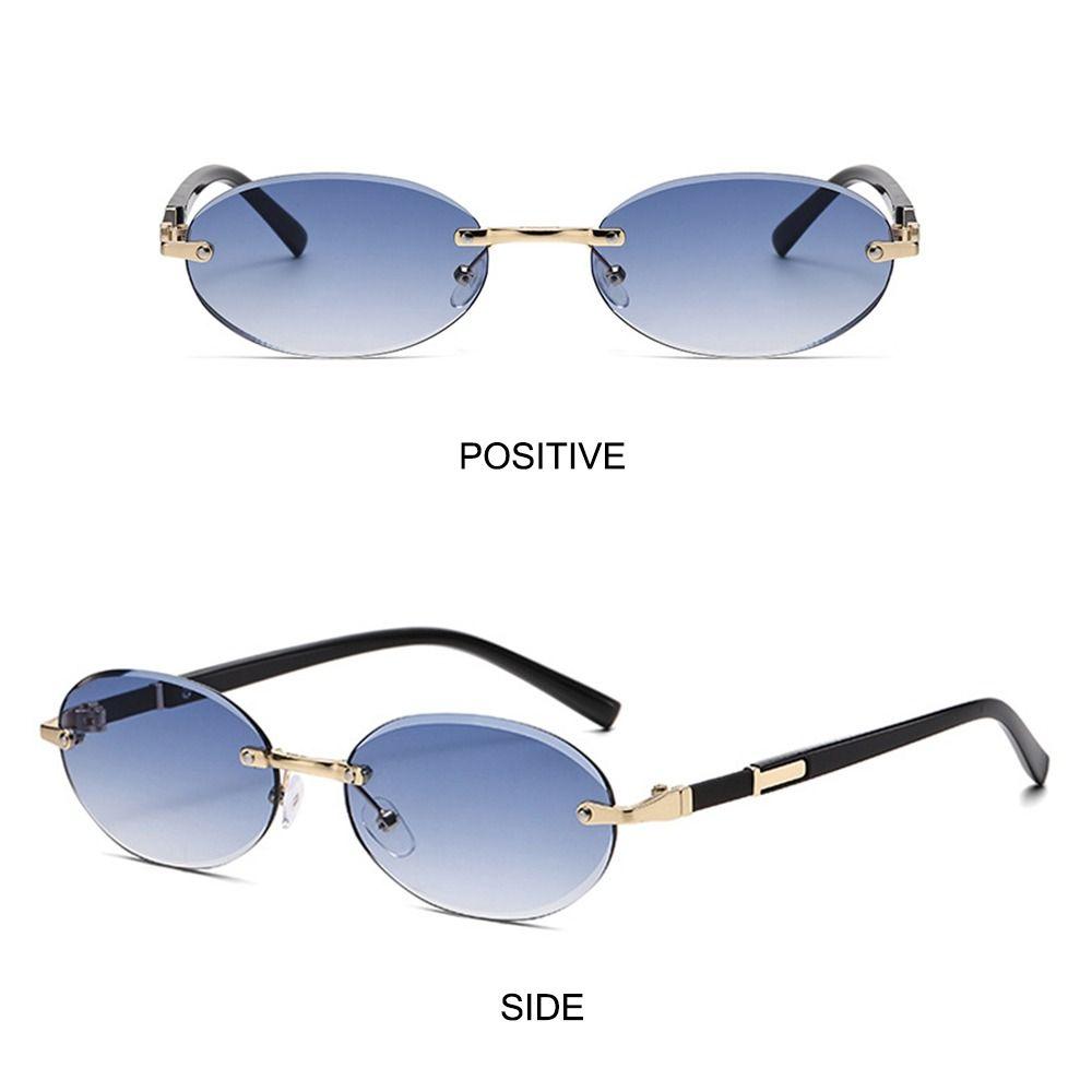 Cut-Edge Oval Frame Sunglasses Street Style Hip-Hop Sun Glasses Vintage Punk Shades  for Women