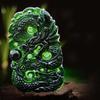 Chinese Natural Green Jade Dragon Pendant Necklace Charm Jewellery Fashion Accessories Hand-Carved Luck Amulet Gifts
