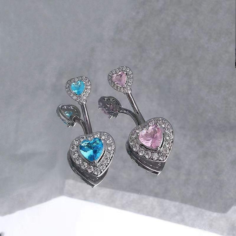 Пирсинг пупка Титановая сталь Пирсинг пупка Стиль Spice Girl Пирсинг пупка Персиковое сердце Женские украшения для пирсинга Живот Флэш Бриллиант Кольцо для пирсинга пупка