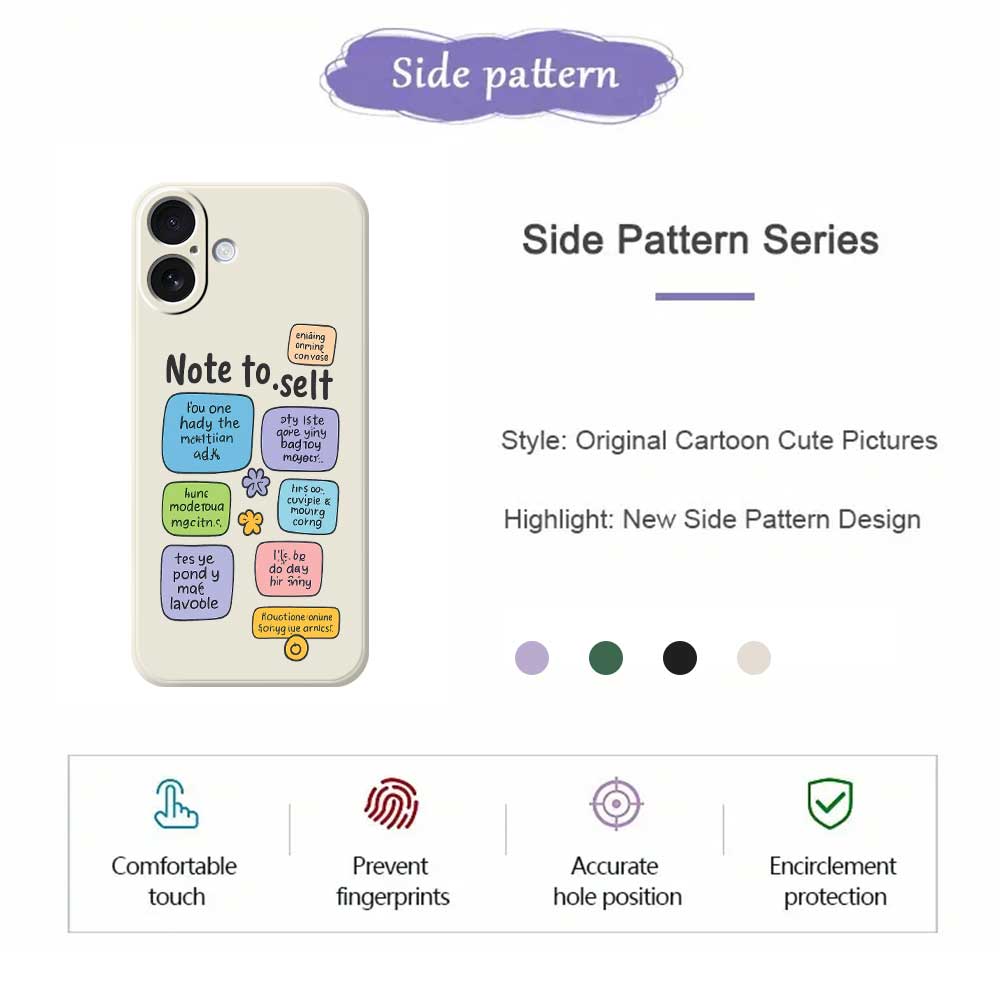 For iPhone 17 Case Colored Sticky Notes Pattern Printing Straight Edge TPU Phone Back Cover