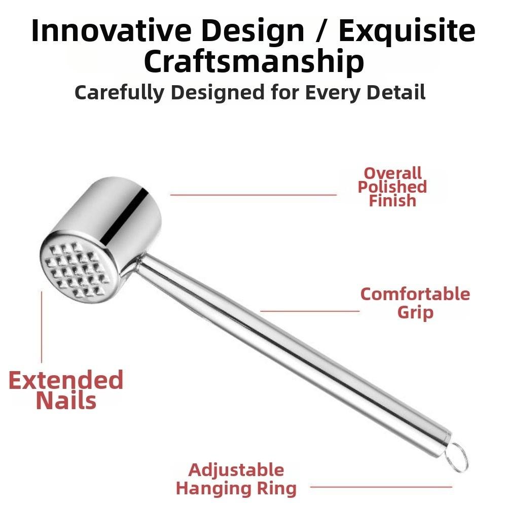 Double-side Meat Hammer Stainless Steel Steak Mallet Kitchen Beef Hitting Tool  Meat Preparation
