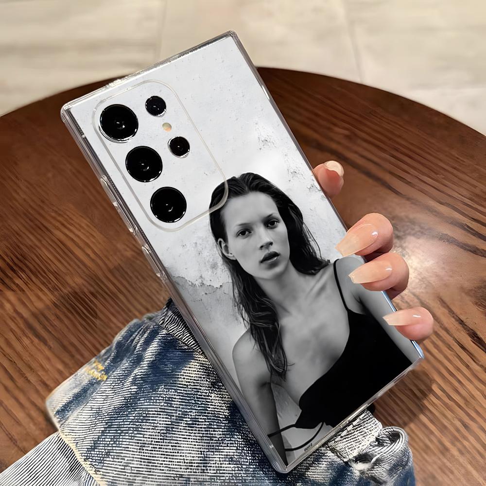Sexy Supermodel Kate Moss Phone Case For Samsung S26 S25 S24 Ultra S23 Fe S22 S20 S21 Plus Plus 5G Fe Transparent Cover