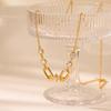 Elegant Interlocking Paperclip Link Necklace Bracelet 18K Gold Plated Stainless Steel Round Zircon Jewelry Set for Women