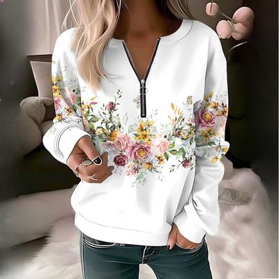 Женская свободная трикотажная рубашка с V-образным вырезом на молнии, осень/зима