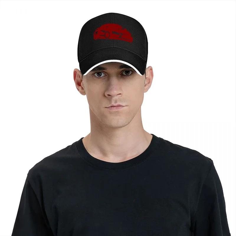 Red Sports Car Logo Black Baseball Cap with White Trim Classic Adjustable Fit for Automotive Enthusiasts and Streetwear Fans