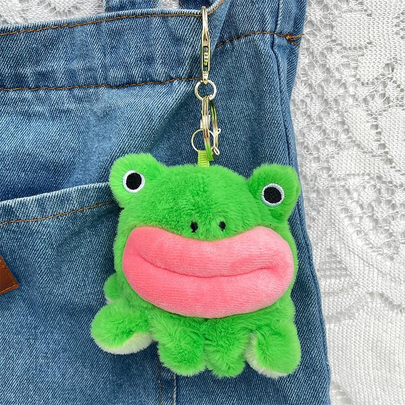 Fluffy Frog And Duck Keychain Charming Plush Doll For Couples Convertible Face