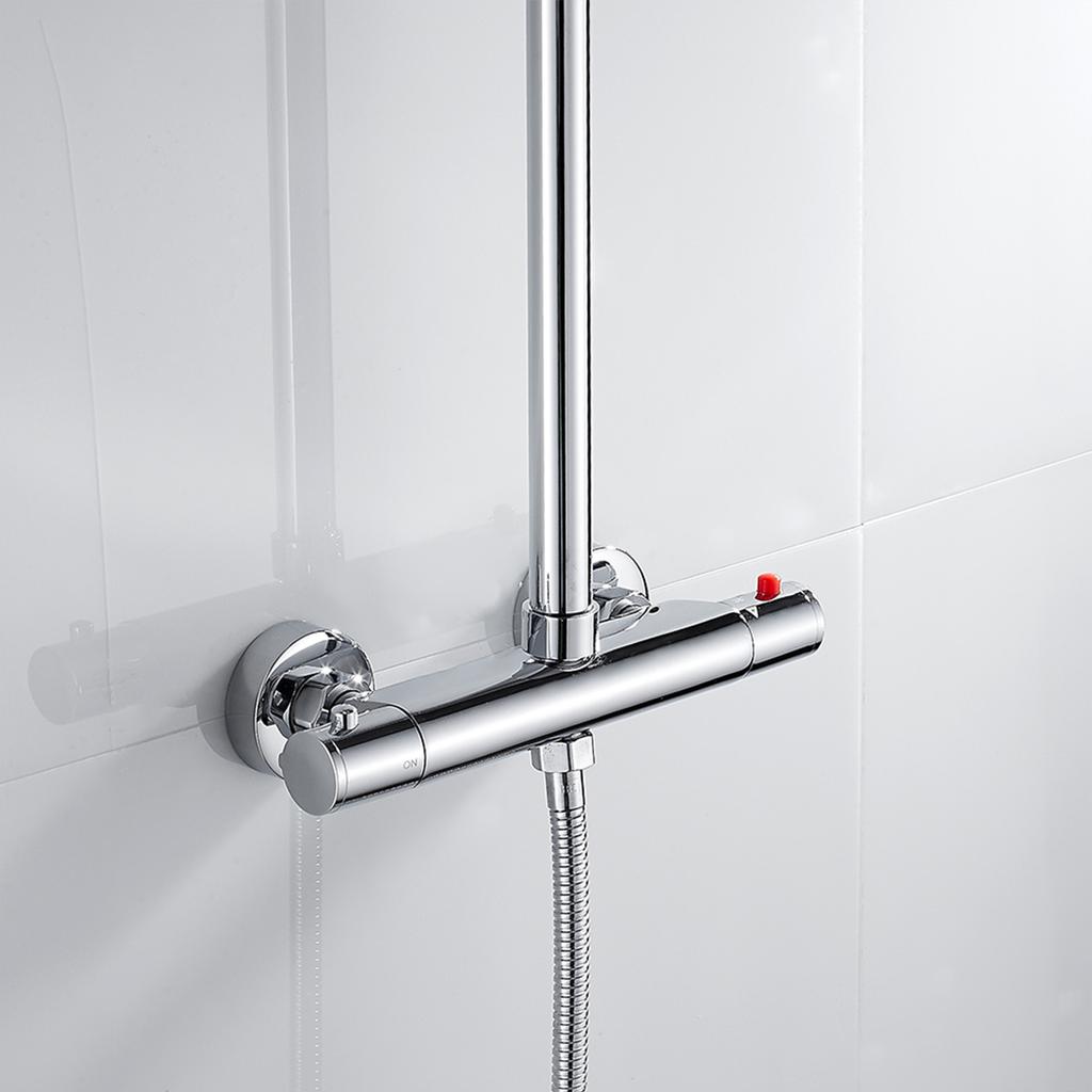 Thermostatic Shower Mixer Bar Wall Mounted Shower Mixer Tap Hot Cold Water Mixer Valve Anti-Scald Shower Valve Diverter