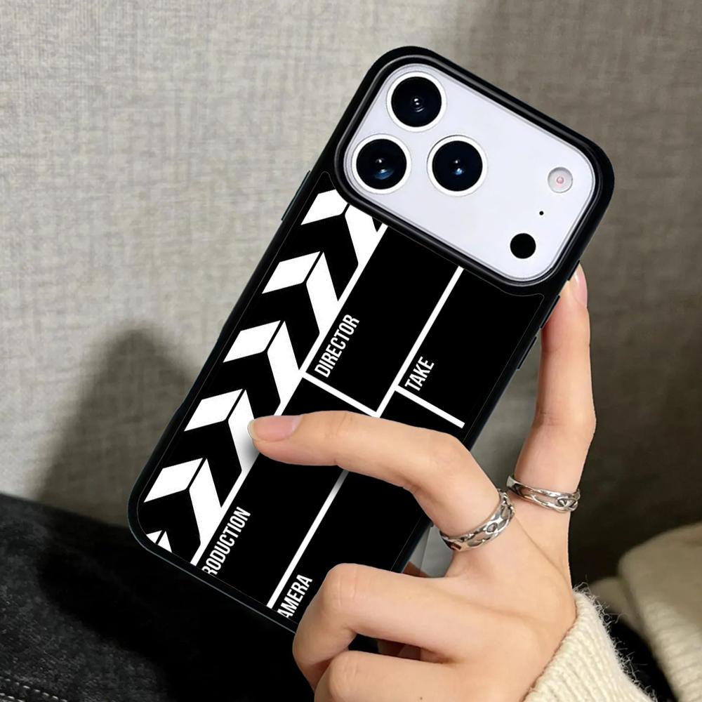 Чехол Case для iPhone 17 Air 16 Pro Max 15 Plus 11 13 Mini 14 12 Задняя крышка телефона Пленка Хлопушка для кино Хлопушка
