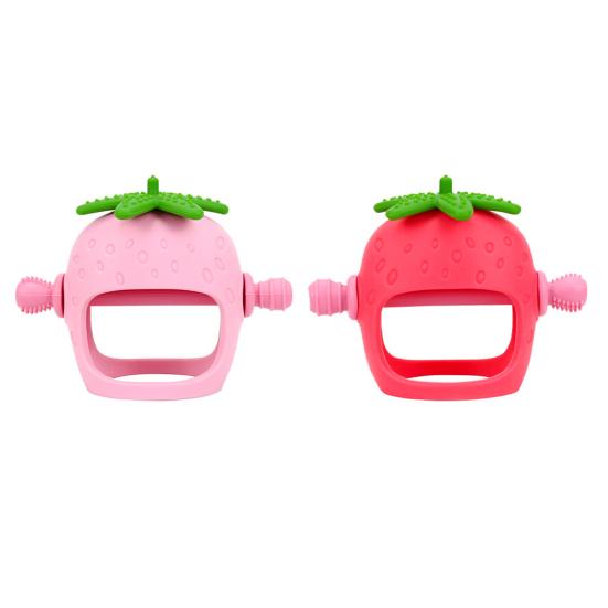 Игрушка для прорезывания зубов у детей от 0 до 24 месяцев, снимает боль в деснах с помощью прорезывателя в форме клубники, пищевого класса