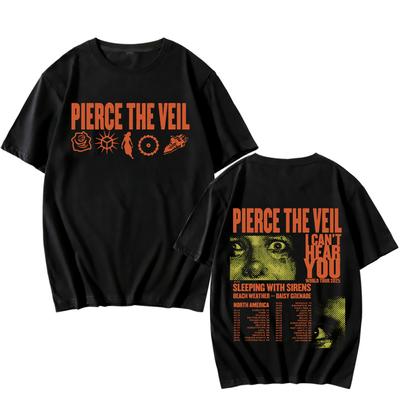 Футболки Pierce The Veil I Can't Hear You World Tour, унисекс, двухсторонние футболки с принтом из хлопка, мужские и женские футболки с музыкальными темами, рок-группы, панк-топы