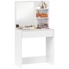 Makeup Vanity with Mirror, Dressing Table with Drawer and Open Shelves, White