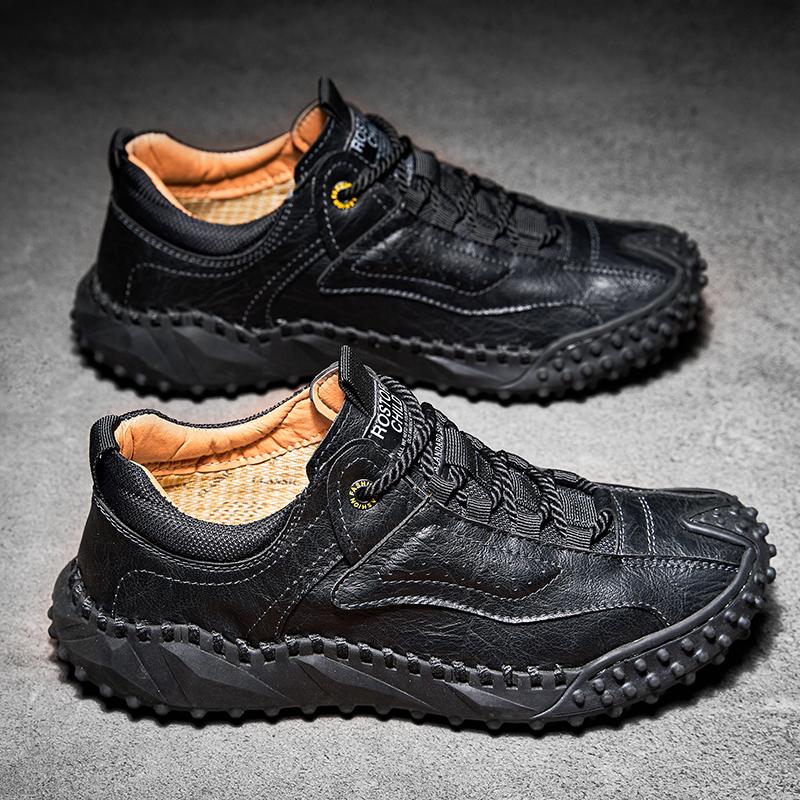 38-48 Mens Retro Cow Leather Shoes Men Loafers Handmade Casual Leather Shoes Moccasins Men Flats Shoes