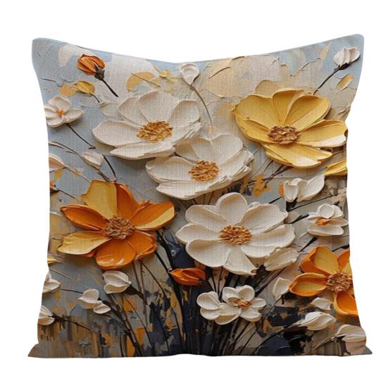 Floral Print Pillowcase Cushion Cover with Zipper Wear Resistant Non-Fading Washable Easy Maintenance Decorative Pillowslip