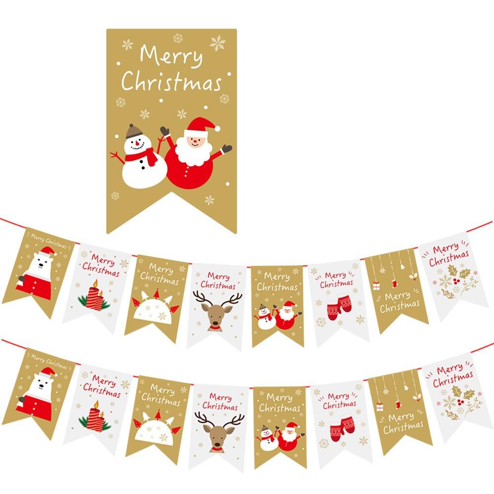Рождественский бумажный баннер мультфильм Санта-Клаус снеговик рождественский подвесной орнамент баннер домашнее рождественское украшение флаг принадлежности новый год