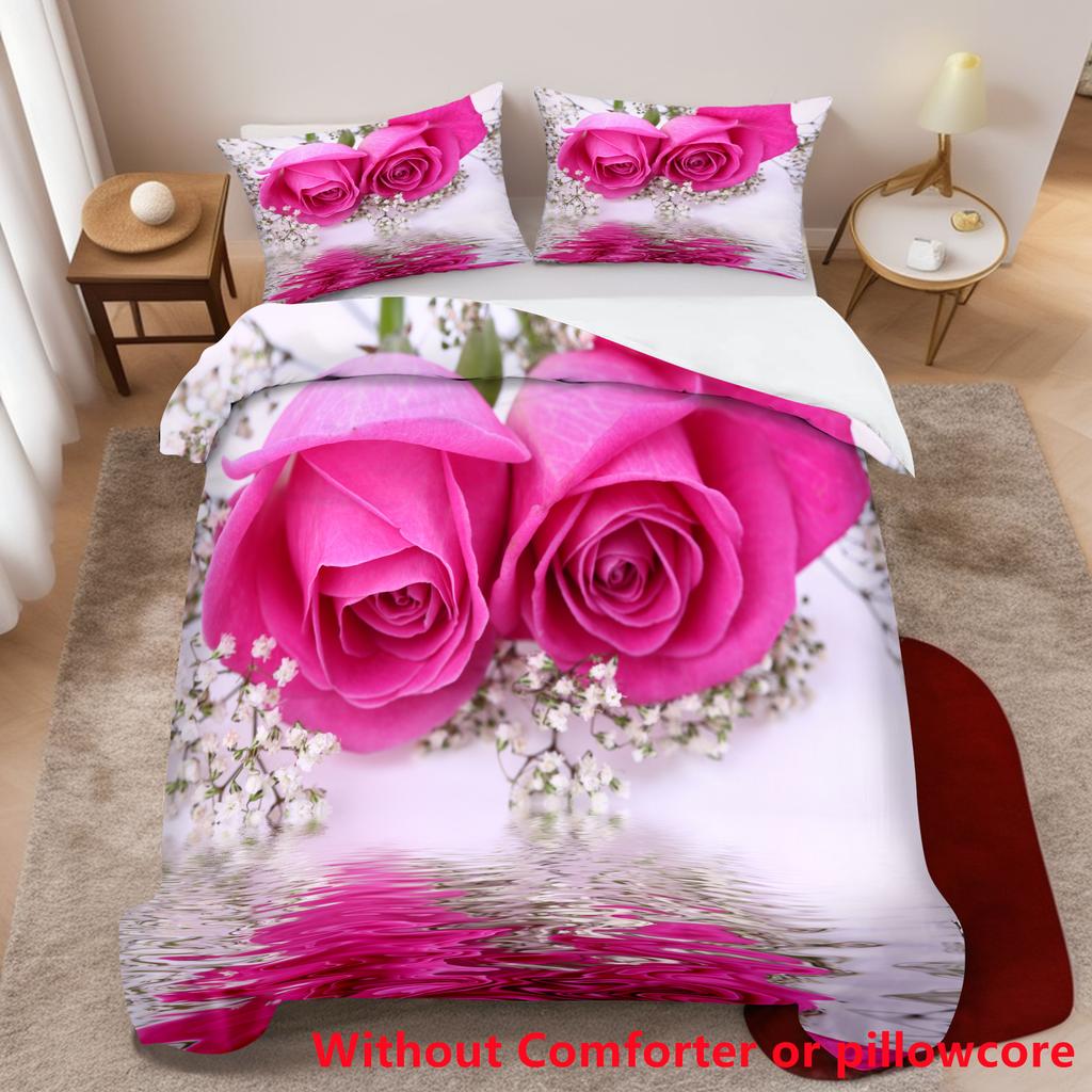 3D Printed Quilt Cover Set Elegant High-End Beauty Rose Bedding Cover Pillowcase Luxury Home Textiles Floral Duvet Cover Sets