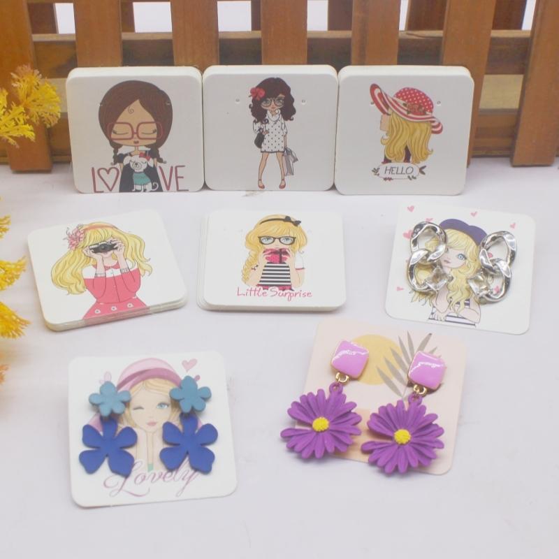 100 шт. новых цветных печатных карточек для сережек 5x5 см, упаковка украшений ручной работы