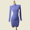 South Korea Card Half-high Collar Metal Zip-up Sexy Sheath Short Dress Western Style Slim Fit Long Sleeve Inner Wear Dress