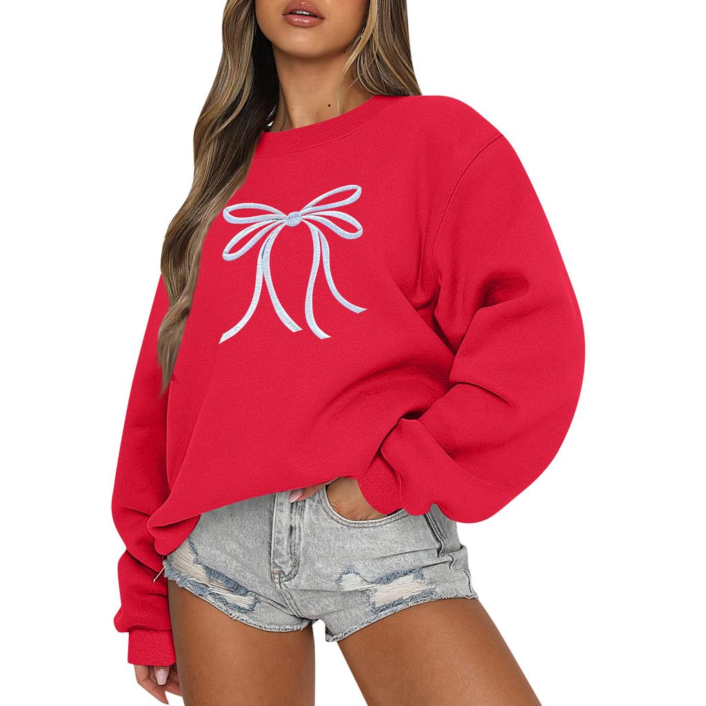 Женские топы Женский свитшот с длинным рукавом Повседневный с круглым вырезом Свободного кроя Пуловер Флисовые топы