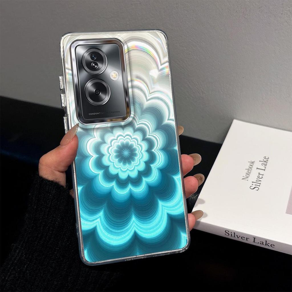 Чехол для OPPO A79 5G, Радужный градиентный цветочный прозрачный чехол, Ударопрочная защита объектива камеры