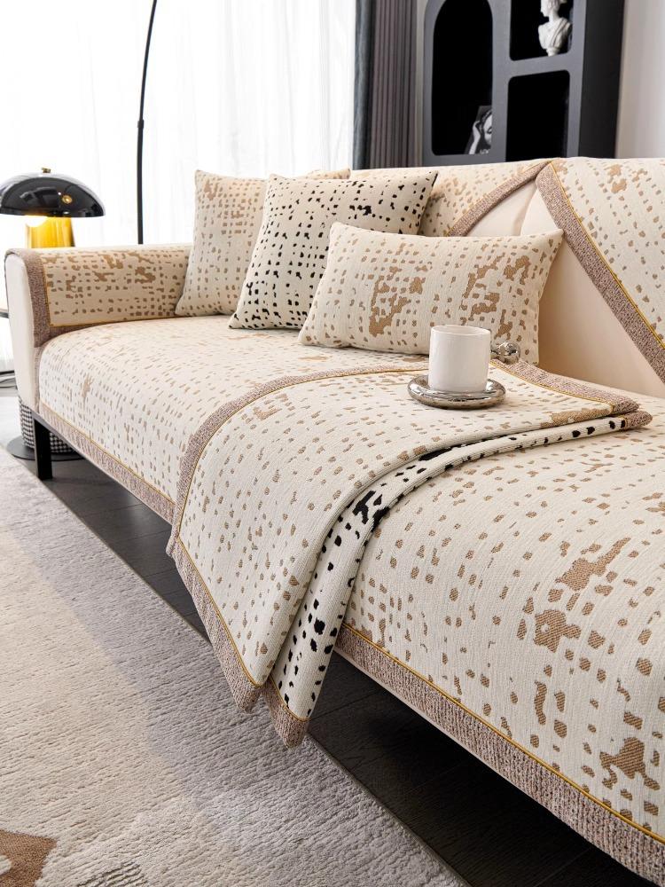 Чехлы для диванов Geometry, жаккардовый шенилл, коврик для дивана для гостиной, нескользящие чехлы для диванов, универсальные чехлы для всех сезонов