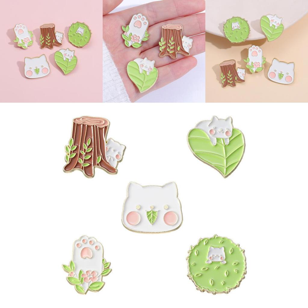 Unique Alloy Brooch With Playful Cartoon Tree And Leaf Design Perfect For Fashion Accessories