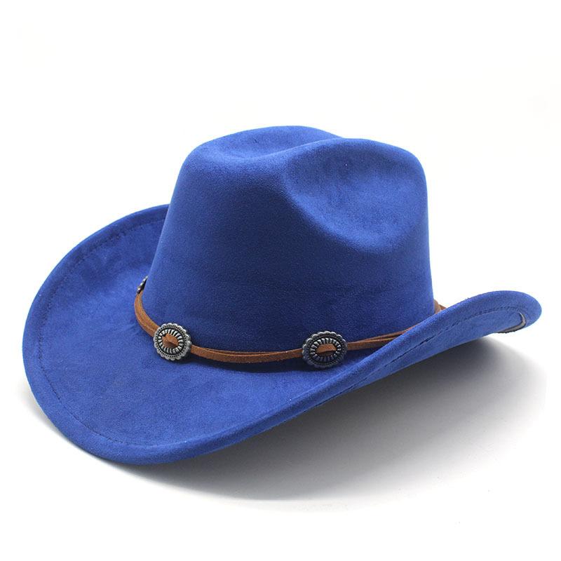 Ethnic Style Suede Western Cowboy Hat Woolen Jazz Top Hat Men And Women'S Ethnic Style Autumn And Winter Felt Hat Big Eaves Hat