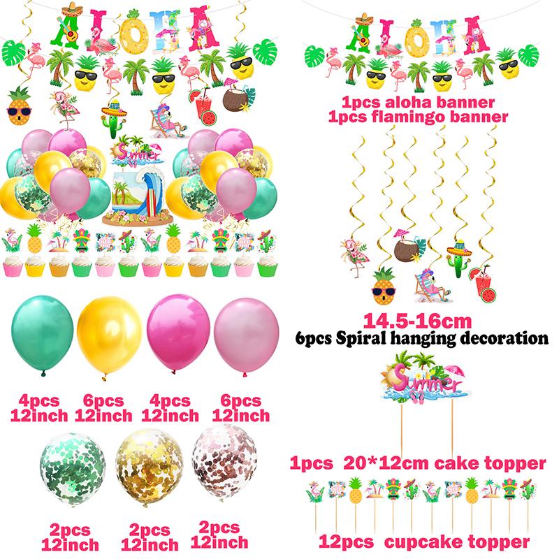 Фламинго гавайская вечеринка украшения Луау одноразовая посуда летние тропические принадлежности для дня рождения свадебное украшение вечеринки