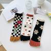 Breathable Five Finger Tube Socks Flower Toe Mid-calf Socks Soft Split Toe Short Socks  Daily