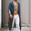 Men Beach Coat Retro Style Mid-Length Fit Printing Jacket Sun Protection Loose Open Front Long Outwear