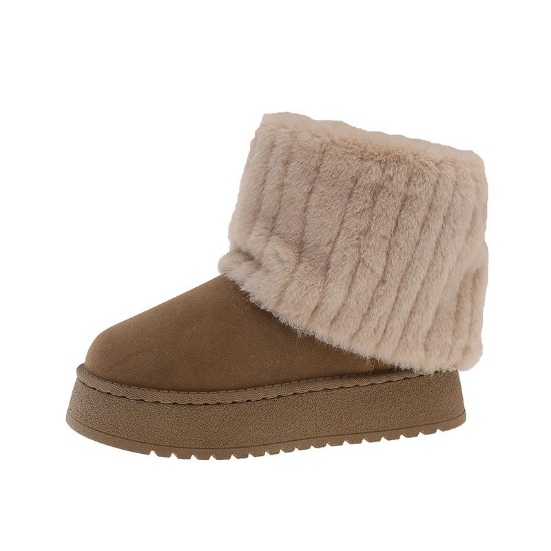 Суперогненные короткие ботинки на толстой подошве женские зимние на подкладке и утолщенные маленькие ботильоны 2025 новые теплые пушистые зимние ботинки