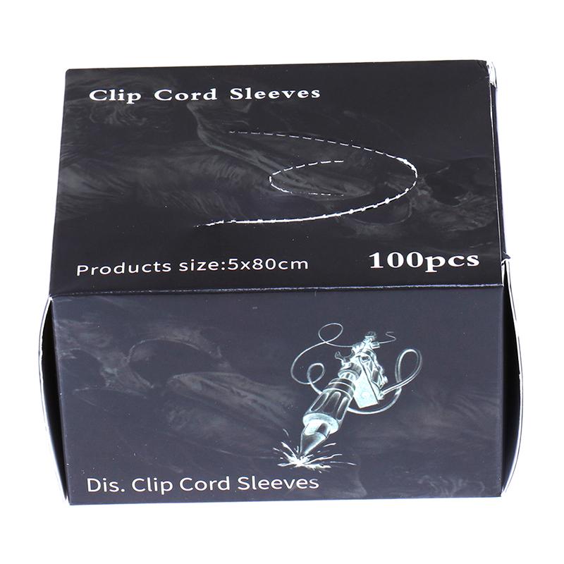 100 шт. черные одноразовые сумки для тату-машинок с зажимом и крючком для шнура, гигиенические чехлы