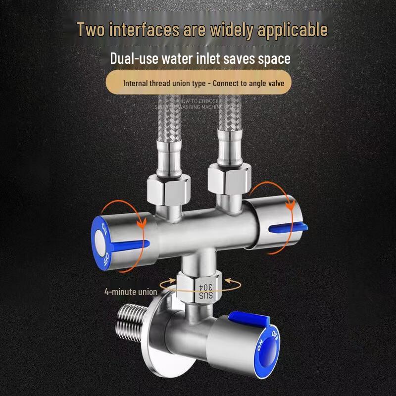 TLXT Wall-Mounted Stainless Steel Washing Machine Water Splitter Valve