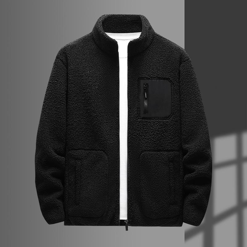 Куртка из овечьей шерсти, мужская, большого размера, флисовая куртка для отдыха на природе, мужская, осенне-зимняя, бархатная, воротник-стойка, свободная, плюс утолщенный бархат, куртка для