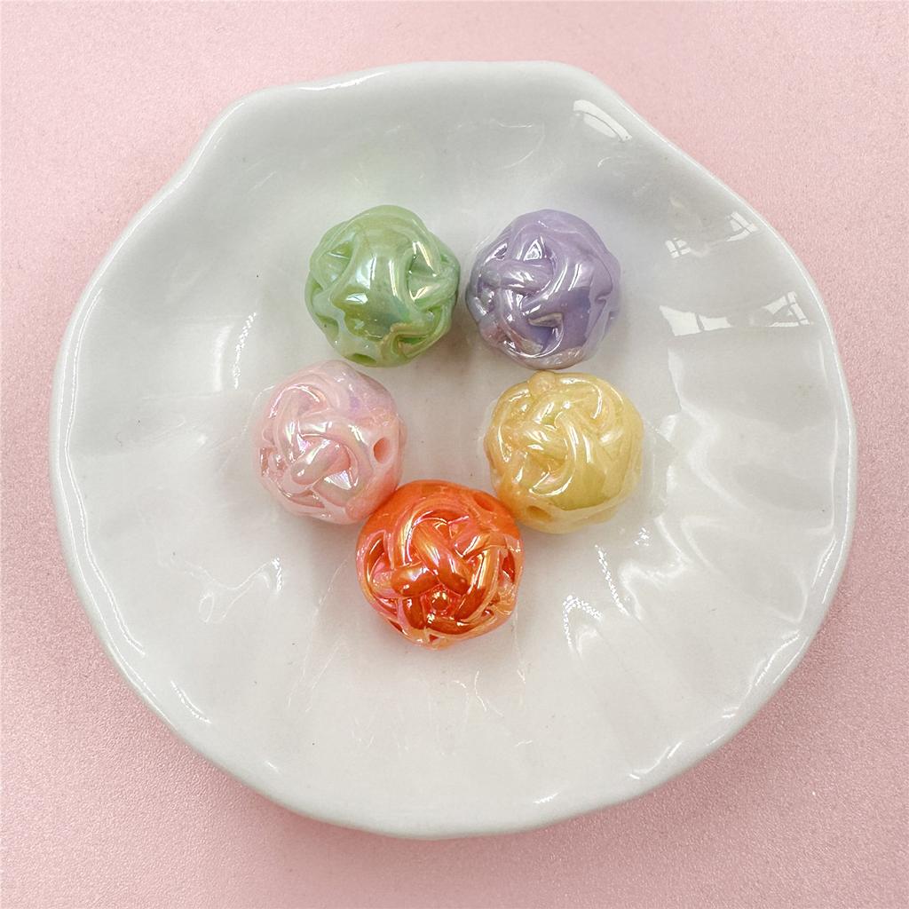 Ожерелье-браслет красочные DIY кремовая пряжа ручной работы 5 шт. цветочные шарики бусины аксессуары украшения акриловые бусины 14,8 мм