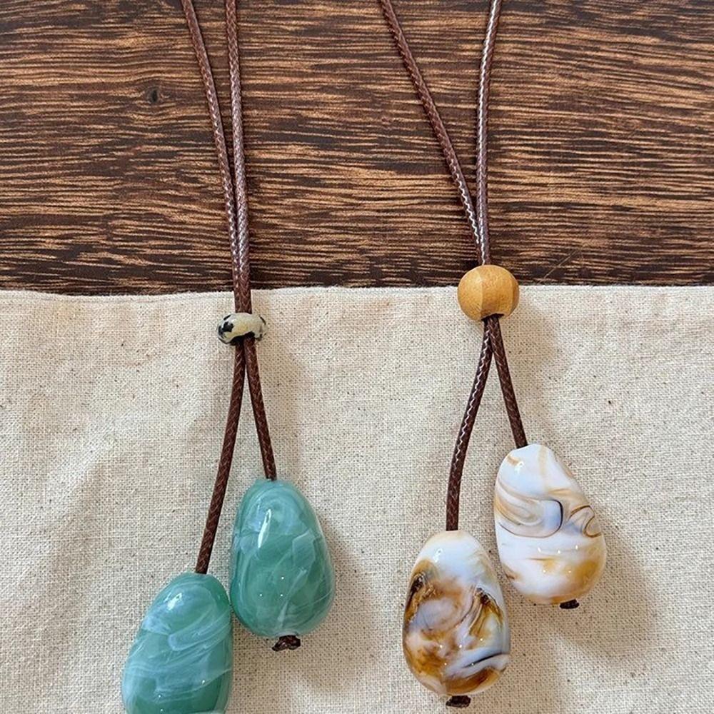 Adjustable Long Oval Necklace Resin Sweater Chain Trendy Clavicle Chain  Gift