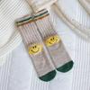 Женские весенне-осенние хлопковые носки до середины голени с улыбающимся лицом на пятке, вязаные из толстой шерстяной пряжи