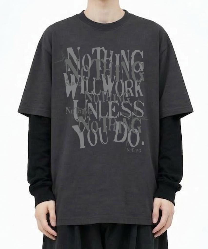 SHIRTER Многослойная Notting с длинным рукавом (Sls039) Древесный уголь