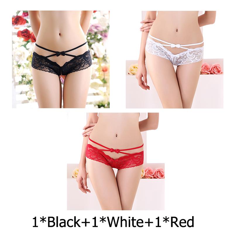 Women's Panties Open Crotch Thongs Sexy Hollow Briefs Underwear Erotic T-Backs Sweet Crotchless Seamless Panty