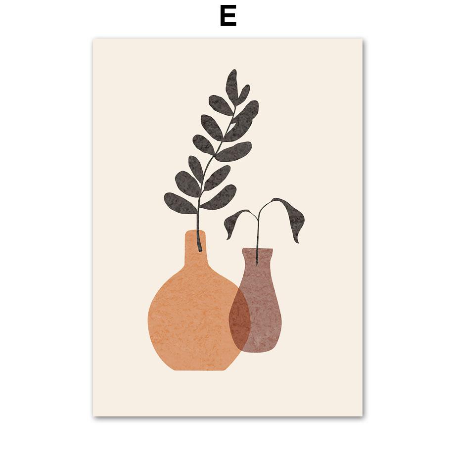 Бохо абстрактная геометрическая линия ваза с листьями настенная живопись на холсте плакаты на скандинавскую тему и принты винтажные картины для декора гостиной