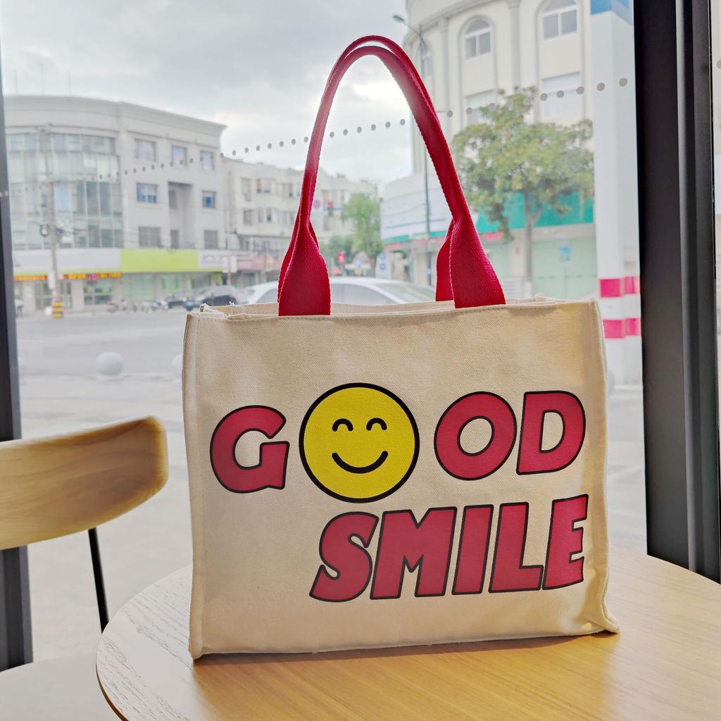 Девушка квадратная сумка мультяшное смайлик холщовая сумка через плечо тренд корейская версия студенческая дорожная печатная сумочка