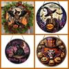 Creative Wooden Craft Door Plaque Decoration Circular Logo Witch Wooden Plaque Halloween Decoration Christmas
