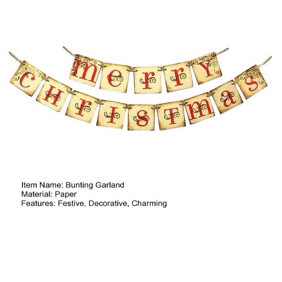 Рождественская гирлянда из флажков, винтажное рождественское украшение для баннера, праздничное украшение для камина, подвесное украшение