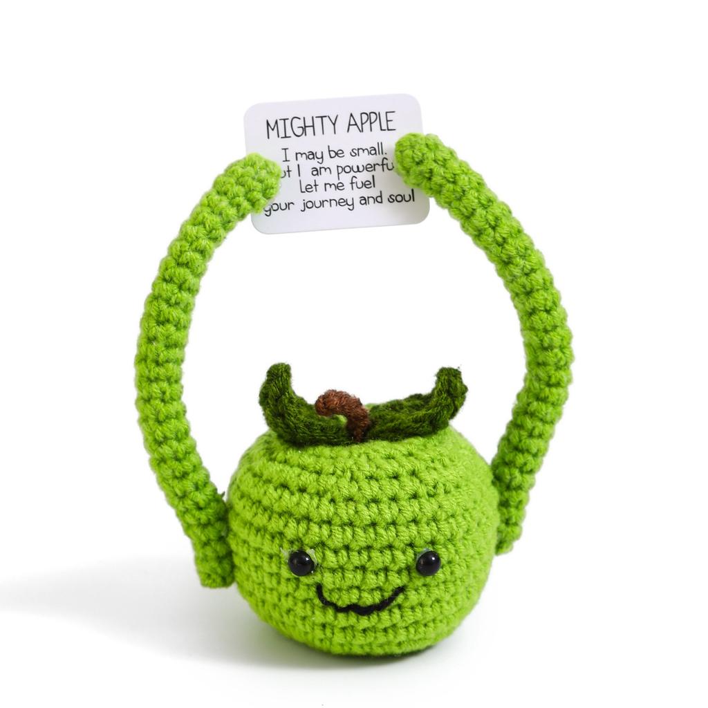 Positive Crochet Potato Doll with Card Handmade Knitted Emotional Support Hug Pocket Cucumber Ornament Room Decor Christmas Gift