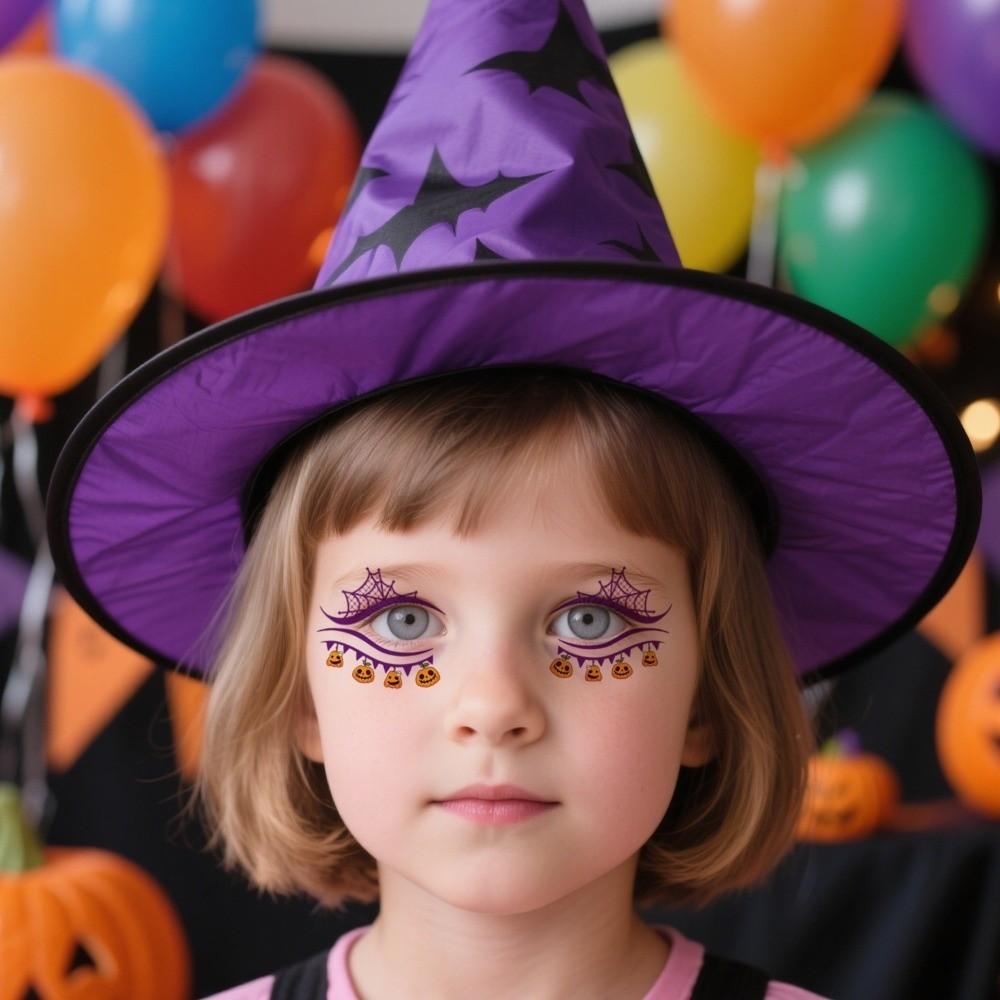 Cartoon Halloween Face Tattoo Disposable Halloween Bat Face Stickers Enhance Atmosphere