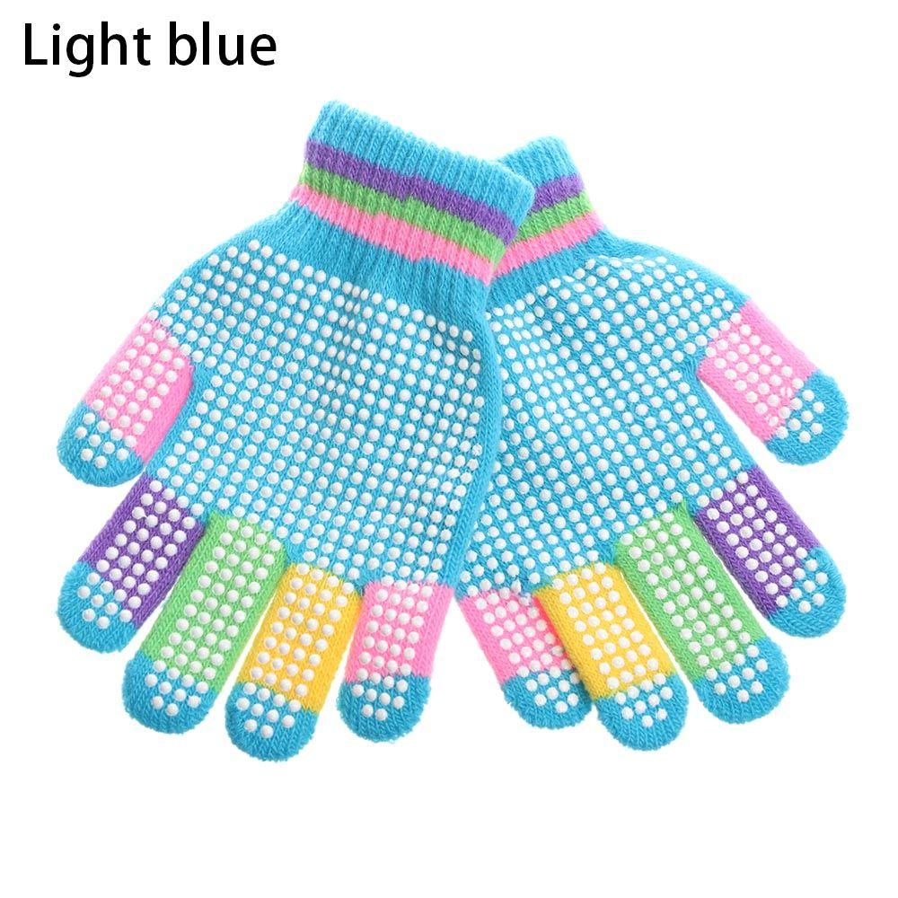 Зимние детские эластичные теплые нескользящие перчатки для мальчика и девочки, детские вязаные с противоскользящей резиной