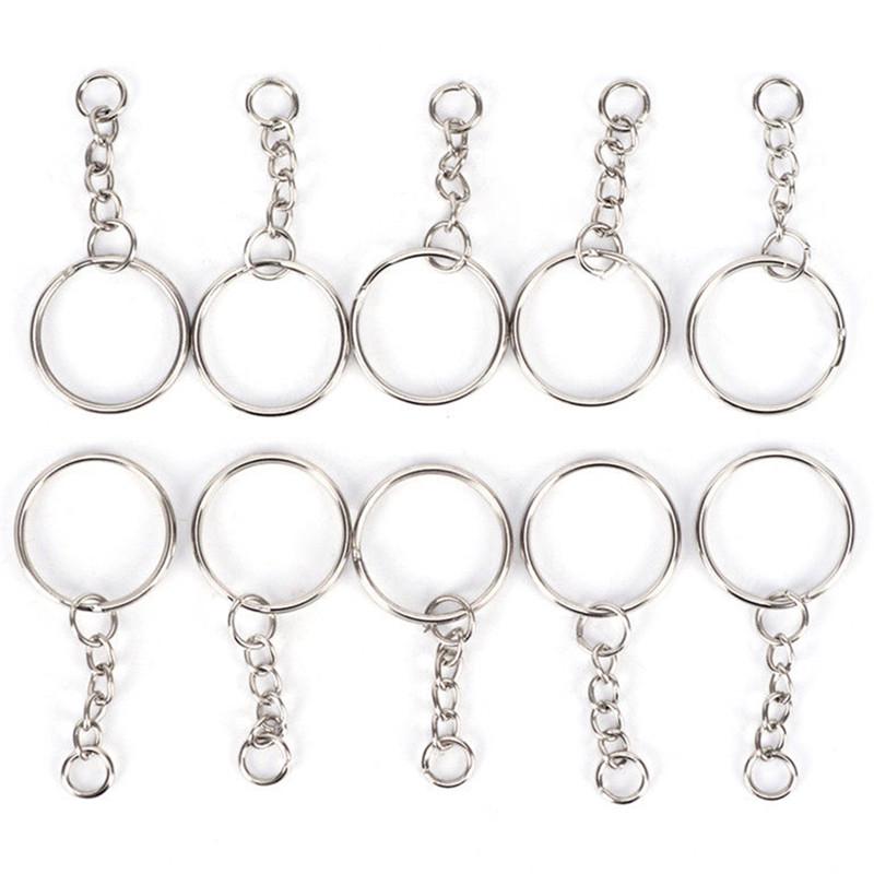 50Pcs Diy Polished Silver Key Rings Key Chain Split Ring Short Jewelry Findings