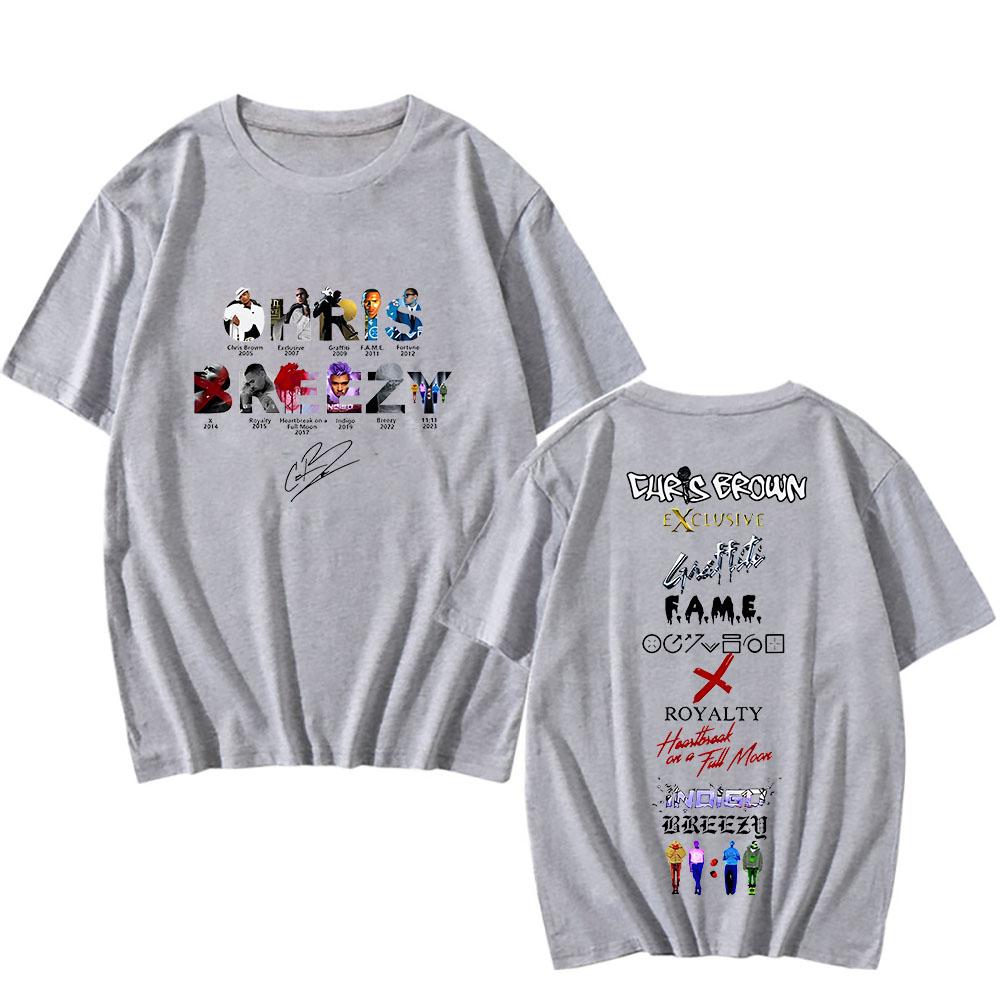 Chris Brown 11:11 Tour T-shirt Short Sleeve Hip Hop Cotton Tee-shirt Funko Pop Grunge Retro Tshirt Sudaderas Casual Punk Clothes